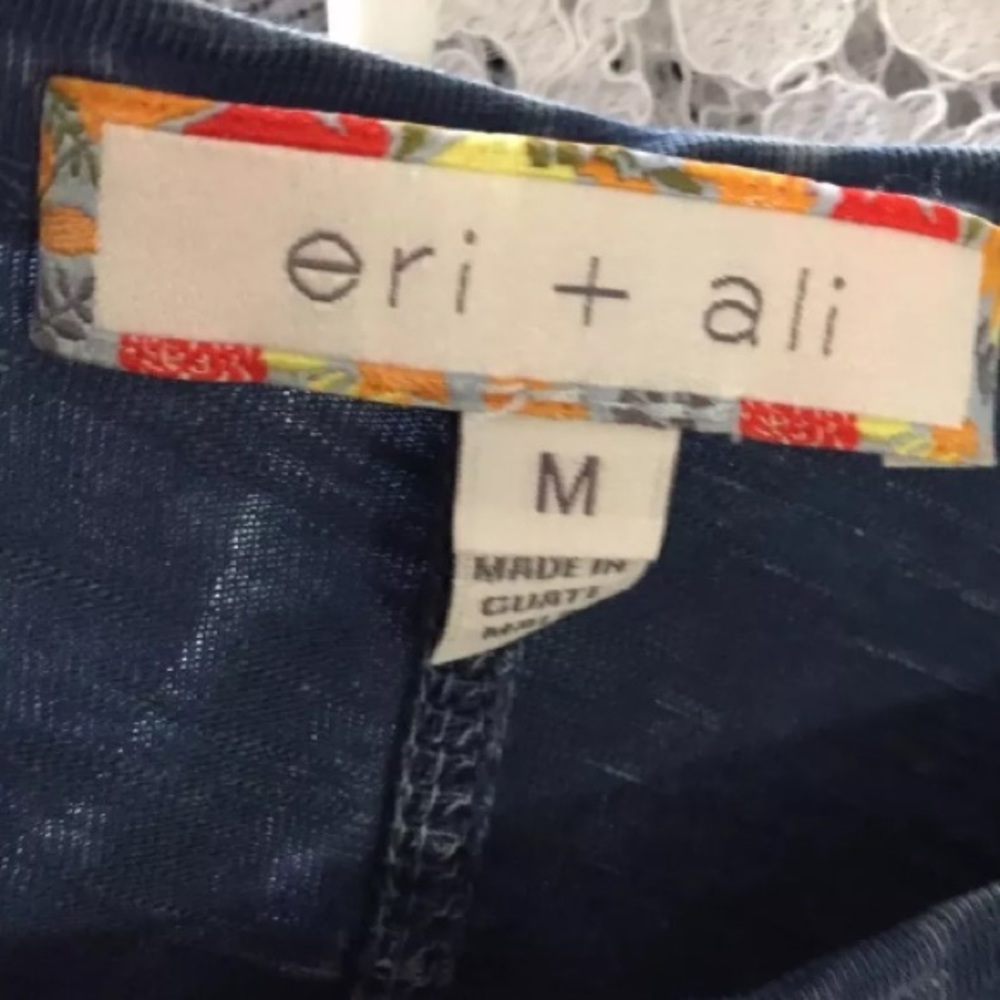 Anthropologie Eri + Ali Blue Distressed Swing Top - Picture 6 of 7